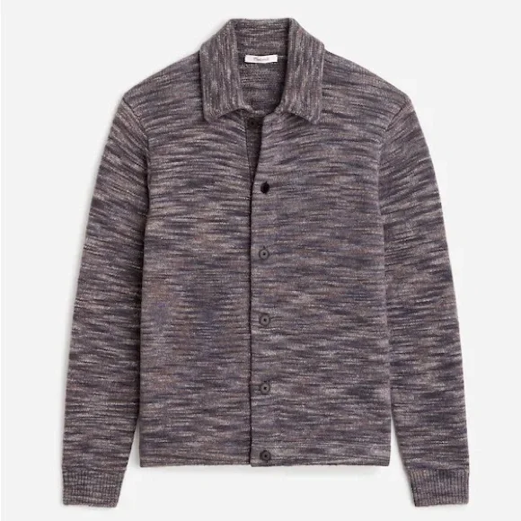 NWOT Madewell Space-Dyed Sweater Shirt in Italian Fabric Gray Cardigan Medium